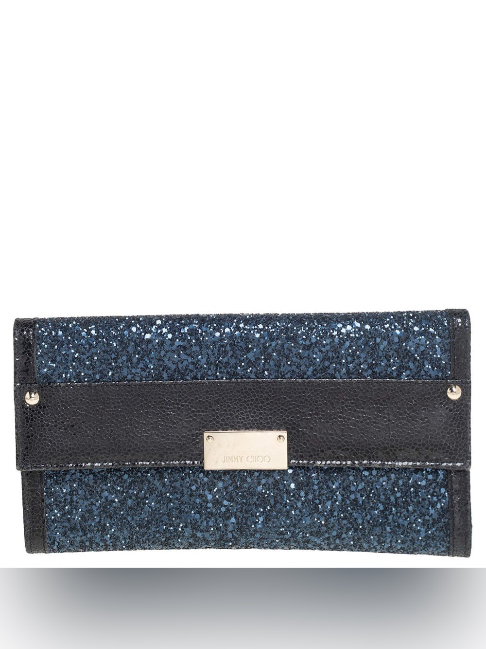 $675 Jimmy Choo Zeta Glitter & Leather Clutch